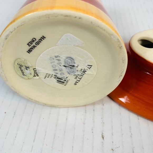 Wamsutta Horizons Hand Painted Bath Accessories Ceramic Soap Dish & Tumbler - Picture 8 of 11